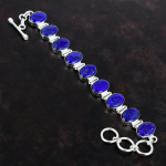 Lapis Lazuli apyrankė Tikro akmens apyrankė Rankų darbo unikali puo&scaron;mena 925 svarų sterlingų sidabro apyrankė Reguliuojama grandinėlė Apyrankė Dovanos jam