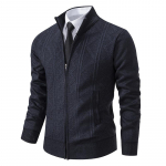 Vyri&scaron;kas megztinis megztinis su pilna užtrauktuku Slim Fit kabeliu megztas megztinis su užtrauktuku su ki&scaron;enėmis M pilka