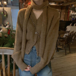Pra&scaron;matnus žieminis Naujas Retro ilgomis rankovėmis V formos megztiniai megztiniai moteri&scaron;ki Madingi Slim Fit Ilgomis rankovėmis Moteri&scaron;ki megztiniai Striukės Solidūs laisvalaikio trumpi megztiniai 25530 One Size pilka spalva
