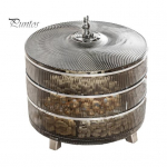 Trijų sluoksnių padalytas veržlinis serviravimo padėklas su dangčiu 360 laipsnių besisukantis permatomas plastikinis užkandžių lėk&scaron;tės indelis be BPA džiovintų vaisių saugykla Triple Layer pilka