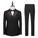 Vyri&scaron;kas dvieilių &scaron;e&scaron;ių sagų kostiumas su smailiomis atlapomis, skirtas banketams, vestuvėms ir pasirodymams Top + Pants + Shirt + Bow Tie, Size M black