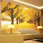 Peizažas Natūralūs Tapetai Rudens Peizažas Geltoni Mi&scaron;kai 3D Sienų Freska Krūva Lapų Sienų Popierius Svetainei 200 cm(W) x 140 cm(H)