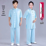 Auk&scaron;čiausios kokybės pieno &scaron;ilko Tai Chi kostiumų komplektas moterims ir vyrams - Pavasario iki rudens Wushu pasirodymų apranga, kinų stiliaus 3XL