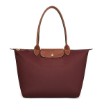 Longchamp Le Pliage Dvigubos rankenos Užtrauktuko užsegimas Perdirbto drobės krep&scaron;ys ant peties Moteri&scaron;ki krep&scaron;iai Ruda 1899089P87 Basic Set (Bag)