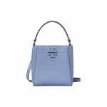 Tory Burch Mcgraw Ikoni&scaron;kas Dvigubo T Logotipo Rankų Darbo Eleganti&scaron;kas Dygsniavimas Kibiro Formos Rankinė Moteri&scaron;kos Rankinės Mėlyna Mediena 74956-457 Basic Set (Bag+Dust Bag)