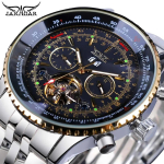 JARAGAR 034 Vyri&scaron;kas didelio ciferblato laikrodis Karinis Pilotas Data Mėnuo Verslo Daugiafunkcis Automatinis Mechaninis Tourbillon Laikrodis ant Rie&scaron;o gray