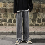 Vyri&scaron;ki džinsai plačiomis kojomis 2024 m. Y2K Baggy Oversized Oversized Denim Hip Hop Streetwear Korėjieti&scaron;kos kelnės Vintažinės bėgimo kelnės su rai&scaron;teliu Džinsai Vyri&scaron;ki sportiniai kelnės M &scaron;viesiai pilka spalva