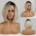 LOUIS Ferre vyri&scaron;ki moteri&scaron;ki rudi BLONDE Ombre perukai su kirpčiukais tiesūs trumpi BOB perukai kasdieniniam vakarėliui kar&scaron;čiui atsparaus pluo&scaron;to didelio tankio