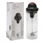 Rankinis pieno plakiklis su baterijomis, elektrinis rankinis pieno putų gaminimo aparatas su kar&scaron;čiui atspariu stiklu kiau&scaron;iniams