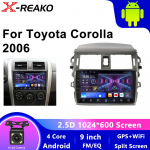 9 colių automobilio radijas, skirtas Toyota Corolla 2006-2013 2din Android12 Carplay Multimidia vaizdo grotuvui Navi galvos blokui 4 core 1GB+32GB carplay