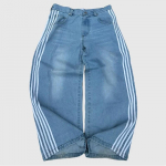 Y2K Baggy Jeans auk&scaron;tos kokybės siuvinėtos dryžuotos Harajuku sportinės kelnės vyri&scaron;kos, moteri&scaron;kos hiphopo gatvės apranga Laisvalaikio plačios džinsinės kelnės S mėlyna