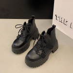 Fashion Deep Street super hot thick-soled black boots 2024 new women spring and autumn single boots high-grade n style explosive boots 35 matinė juoda spalva
