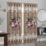 2 vnt. Komplektas Eleganti&scaron;kos gėlių ir augalų ra&scaron;to užuolaidos su ki&scaron;ene karnizui, skirtos privatumui ir dekorui svetainėje, miegamajame, virtuvėje W110X240H(cm)x2Pcs&Hook
