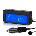 Automobilio vidaus/lauko termometras su jutikliu Mini LCD skaitmeninis temperatūros ekranas Automatinis 12V skaitmeninis termometras Patogus su mėlynu foniniu ap&scaron;vietimu