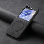 Magsafe dėklas Samsung Galaxy Z Flip 6 5 4 matinis odinis telefono dangtelis Samsung Z Flip4 Flip5 Flip6 apsauginiams dėklams su ekrano apsauga Galaxy Z Flip 6