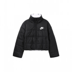 Nike Moteri&scaron;ka medvilninė striukė su užtrauktuku ir logotipu, reversinė, vir&scaron;utiniai drabužiai, juoda DQ6864-010 S