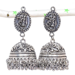 Natural Indian Look Jhumki Gemstone Silver Tribal Bali Earring 2.17 s9q83