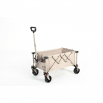 Tvirtas sodo vežimėlis su reguliuojama rankena, universalus lauko vežimėlis, tinkamas kempingui ir žvejybai, smėlio spalvos.