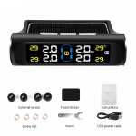 Belaidė padangų slėgio stebėjimo sistema USB įkrovimas saulės energija maitinamas TPMS su 4 i&scaron;oriniais jutikliais, TPMS rinkinys realiu laiku slėgio ir temperatūros įspėjimai