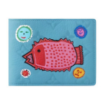 Louis Vuitton X Yayoi Kusama Daugiafunkcinė piniginė Animacinis ra&scaron;tas Oda su įspaustu Monogram ra&scaron;tu Vyri&scaron;ka piniginė Mėlyna M82087 Box(Basic Set+Box)