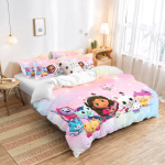 Animacinis antklodės užvalkalas Gabby'S Dollhouse, pagalvės užvalkalas pridedamas, vaikams ir suaugusiems, viengulis, dvigulis dydis, berniukų ir mergaičių miegamojo dekoras 140x210cm
