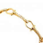Les Tr&eacute;sors De Lily [L4326] - Bracelet Plaqu&eacute; or 'Equitation' blanc dor&eacute; - 19 cm 7 mm