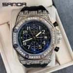 Sanda New Products 7026 Men's Quartz Watch with Calendar Fashion Trend Three -eye, Six -pin Diamond Watches