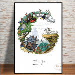 &bdquo;Ghibli&ldquo; studija pagerbia anime plakatus ir spaudinius senovinio dekoro paveikslėlis, drobė, tapyba, kambario dekoravimas esteti&scaron;ka affiche 50cm&times;70cm NoFrame