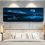 Jūros peizažas Panorama Mėlynas dangus Debesis Drobė Tapyba Kra&scaron;tovaizdis Plakatai ir spaudiniai Sienos Menas Nuotraukos Svetainė Namų dekoras Be rėmelio 60cm&times;170cm NoFrame