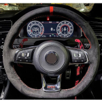 WCaRFun Customize Black Suede automobilio vairo dangtelis, skirtas Volkswagen VW Golf R MK7 Golf 7 GTI VW Polo GTI Scirocco 2015 m. Style 14