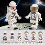 6 vnt M8062 Astronautas mažų dalelių animacinių filmų lėlės pilotinės lėlės vaiki&scaron;kos statybinės kaladėlės