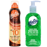 Malibu sausas aliejus aerozolyje SPF10 175ml + Aloe Gel po deginimosi 200ml