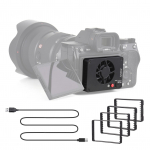 Andoer FS-04B fotoaparato au&scaron;inimo ventiliatoriaus i&scaron;orinė au&scaron;inimo sistema su 2 ventiliatoriaus greičiais 4 vnt. montavimo adapteris juoda