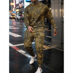 Naujausias retro vyri&scaron;kas 3D medžio &scaron;akos ra&scaron;tas tikrovi&scaron;kas megztinis su gobtuvu ilgos kelnės apvalios kaklo sportinės aprangos rinkinys laisvalaikio lauko komplektas L
