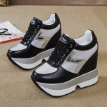 Madingi moteri&scaron;ki ankle boots 2025 m. pavasaris Oda Stori batai Moteris Platforma Padidintas auk&scaron;tis sportbačiai 10CM Storas padas Plei&scaron;tai Balti batai 34 juoda