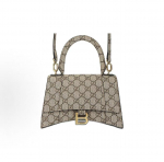 Gucci X Balenciaga Bendradarbiavimas The Hacker Project Auksinė Sagtis Senintas Logotipas Drobė Smėlio laikrodžio Formos Rankinė Per petį Maža Moteri&scaron;ka Ebono Spalva Gift Set(Basic Set+Box+Shopping Bag) juodmedis