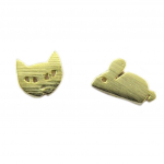 7bis [P8216] - Boucles artisanales 'Chat & Souris' dor&eacute; - chat 5x4 mm- souris 7x4 mm auksas