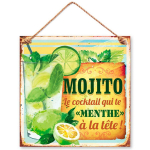 Les Tr&eacute;sors De Lily [Q9465] - Plaque m&eacute;tal 'Mojito' vert (le cocktail qui te menthe &agrave; la t&ecirc;te ! ) - 20x20 cm žalia