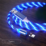 LED &scaron;viesos magnetinis įkroviklio laidas, tekantis 2.4A greito įkrovimo laidas, skirtas iPhone Samsung Huawei Type-C