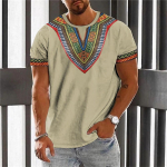 Afrikieti&scaron;ki drabužiai vyrams Dashiki mar&scaron;kinėliai Tradiciniai drabužiai Trumpomis rankovėmis Laisvalaikio retro stiliaus gatvės apranga Vintažinis etninis stilius M