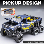 1/24 X klasės 6x6 visureigio &bdquo;DieCast&ldquo; metalo modelių automobiliai, pikapų &bdquo;Monster Trucks&ldquo; žaisliniai sunkvežimiai su garsu ir &scaron;viesa, skirtas 3 metų ir vyresniems vaikams 20.4x10.2x8.8cm mėlyna