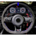 WCaRFun Customize Black Suede automobilio vairo dangtelis, skirtas Volkswagen VW Golf R MK7 Golf 7 GTI VW Polo GTI Scirocco 2015 m. Style 15