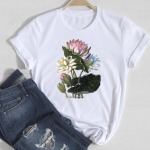 (Azijos dydis) Moteri&scaron;ki spausdinti mar&scaron;kinėliai Flower Trend 90s Cute Trend Sweet Top Drabužiai Madingi mar&scaron;kinėliai Moteri&scaron;ki laisvalaikio trumpomis rankovėmis grafiniai mar&scaron;kinėliai S