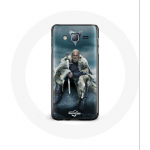 Coque pour Samsung Galaxy J5 Vikings S&eacute;rie Saison 6 Ragnar Lothbrok logo V Ep&eacute;e Gris Fond Brouillard