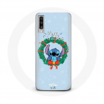 Coque pour Samsung Galaxy A70 Stitch neige joyeux No&euml;l bleu