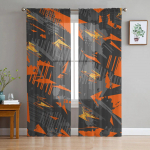 Modernaus judėjimo abstrakčios geometrinės linijos perregimos langų užuolaidos svetainei, virtuvei, vaikų miegamajam, voile pakabinama užuolaida 135W x 114H(cm)