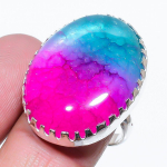 Natural Rainbow Solar Quartz Gemstone 925 Sterling Silver Ring Size 7 r9a04