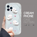 iPhone 16 15 14 13 Pro Max Samsung S24 Ultra S23 S22 Plus Redmi Note 13 Pro Mielų zuikučių kreminės tekstūros dėklas banguotais kra&scaron;tais, mink&scaron;tas silikoninis telefono dėklas Xiaomi Poco X5 Pro juoda