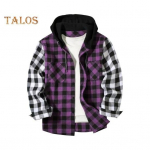 Rudens žiemos vyri&scaron;ki mar&scaron;kiniai, paltai su languota spauda ilgomis rankovėmis krūtinės ki&scaron;enė, reguliuojama rai&scaron;teliu gobtuvas Vienaeilis kratinys laisvai kontrastingos spalvos striukė