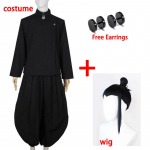 Geto Suguru Cosplay Anime Jujutsu Kaisen Geto Suguru Cosplay kostiumas Juodas mokyklinis uniformos perukas kostiumas Helovino kostiumas vyrams L-(Costume+Wig)